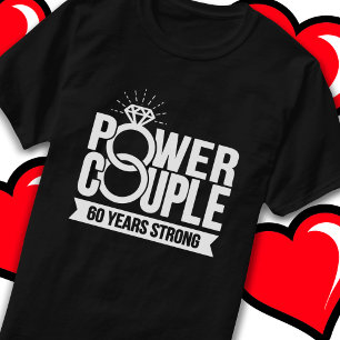 60 Years Strong Power Couple Cute 60th Anniversary T-Shirt