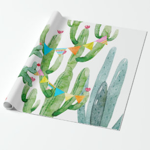 60lb Wrapping Paper Roll Boho Llama Bohemian Cacti