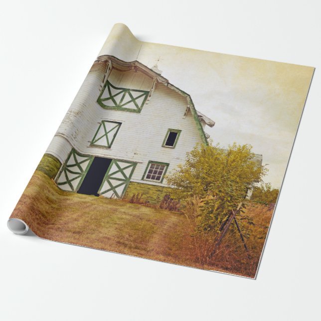 60lb Wrapping Paper Roll Sunset Barn Country Rusti (Unrolled)