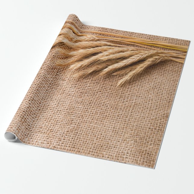 60lb Wrapping Paper Roll Wheat on Burlap Sack Coun (Unrolled)