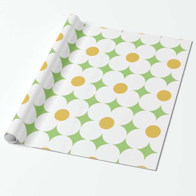 60s 70s Flower pattern wrapping paper (Unrolled)