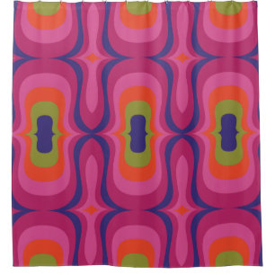 60s 70s mod retro pattern shower curtain