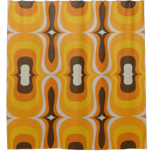 60s 70s mod retro pattern shower curtain