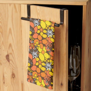 60s 70s Retro Flower Glam 1a Tea Towel