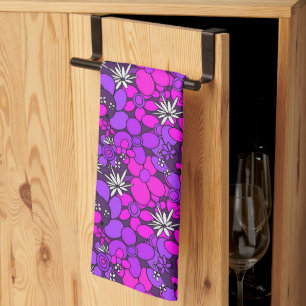 60s 70s Retro Flower Glam 2a Tea Towel