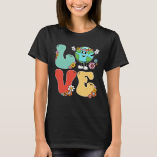 60s 70s Retro Love World Earth Day 2023 Teacher Sc T-Shirt
