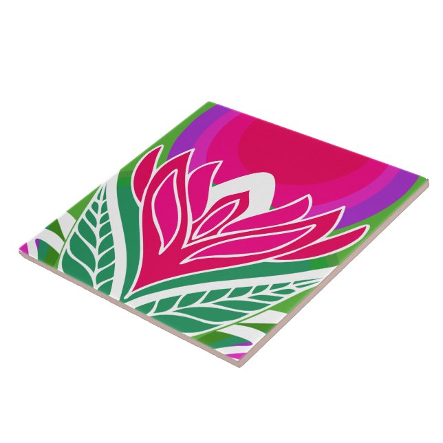 60s 70s retro pattern ceramic tile (Side)