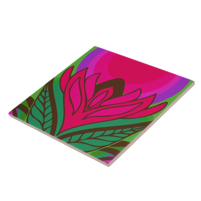 60s 70s retro pattern ceramic tile (Side)