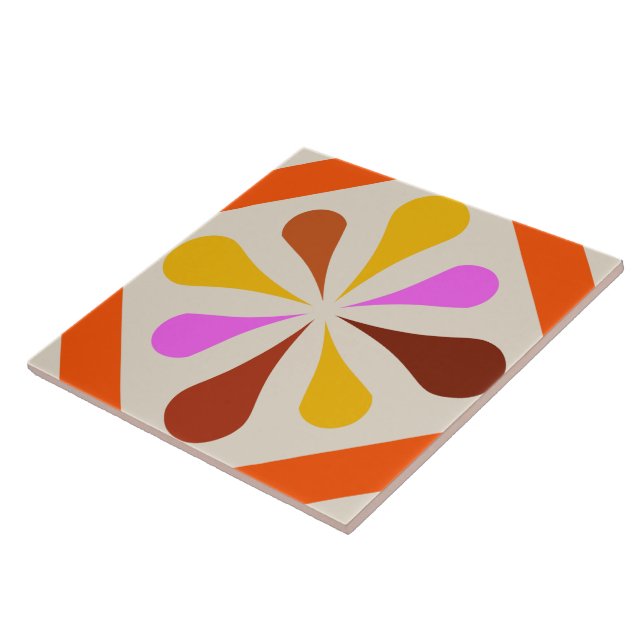 60s 70s retro pattern ceramic tile (Side)