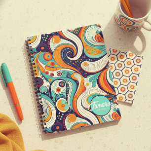 60s 70s Vibe Retro Swirls Abstract Pat#1 ID1069 Notebook