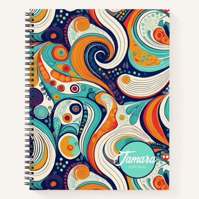 60s 70s Vibe Retro Swirls Abstract Pat#1 ID1069 Notebook (Front)