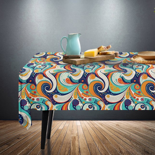 60s 70s Vibe Retro Swirls Abstract Pat#1 ID1069 Tablecloth (Creator Uploaded)