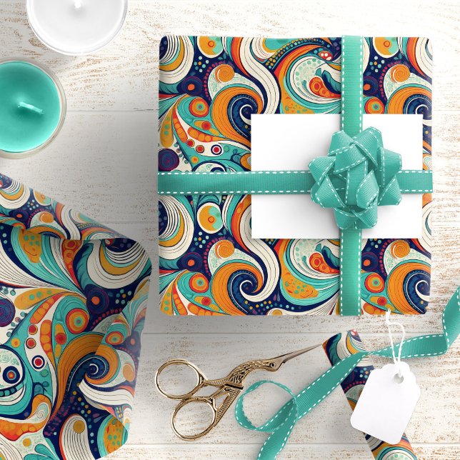 60s 70s Vibe Retro Swirls Abstract Pat#1 ID1069 Wrapping Paper (Creator Uploaded)
