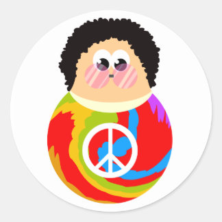 60's Child Funny Cartoon Peace Kid Classic Round Sticker