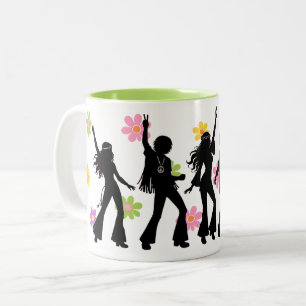 60's Flower Power Hippie Dance Two-Tone Coffee Mug
