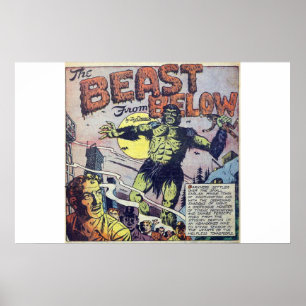 60s Golden age vintage horror comics, scary retro Poster