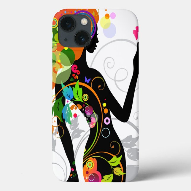 60s Hippie Flower Girl Silhouette Case-Mate iPhone Case (Back)
