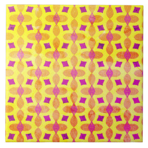 60s Inspired Distressed Yellow Retro Summer Ceramic Tile