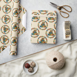 60s Music in Retro Colour on Soft Sand Wrapping Pa Paper