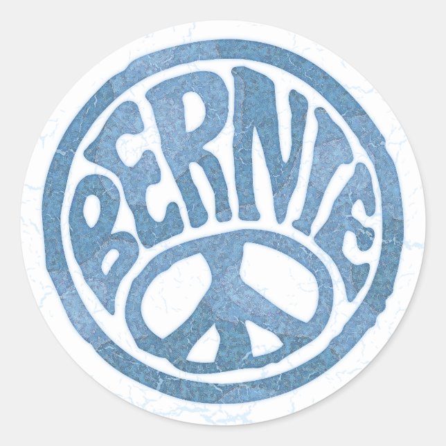 60s Peace Bernie Classic Round Sticker (Front)