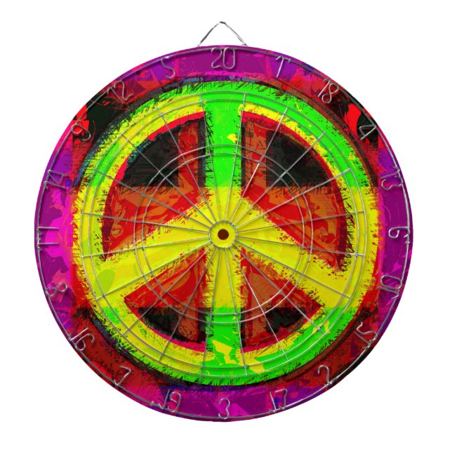 60's Peace Sign Retro Art Dart Board (Front)