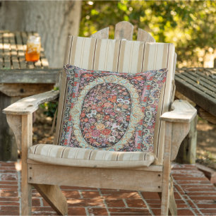 60s Persian Turkish Floral Flowers Kilim Patio Cushion