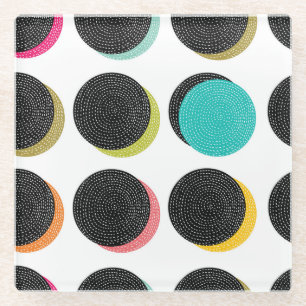 60s Polka Dots: Decorative Vintage Cheer. Glass Coaster