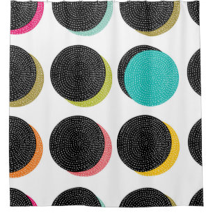 60s Polka Dots: Decorative Vintage Cheer. Shower Curtain