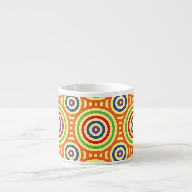60s Retro Circular Geometric Pattern Espresso Cup (Front)