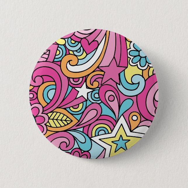 60s Retro Hippy Peace Pattern 6 Cm Round Badge (Front)