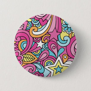 60s Retro Hippy Peace Pattern 6 Cm Round Badge