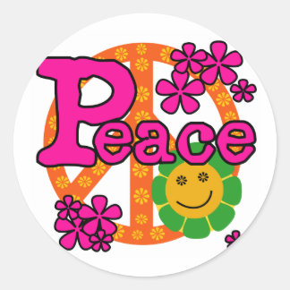 60s Style Peace Classic Round Sticker