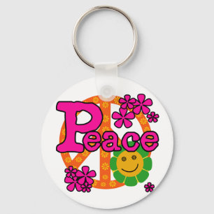60s Style Peace Key Ring