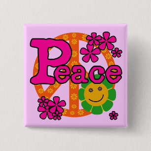 60s Style Peace T-shirts and Gifts 15 Cm Square Badge