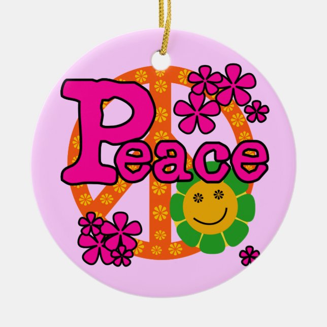 60s Style Peace T-shirts and Gifts Ceramic Ornament (Front)
