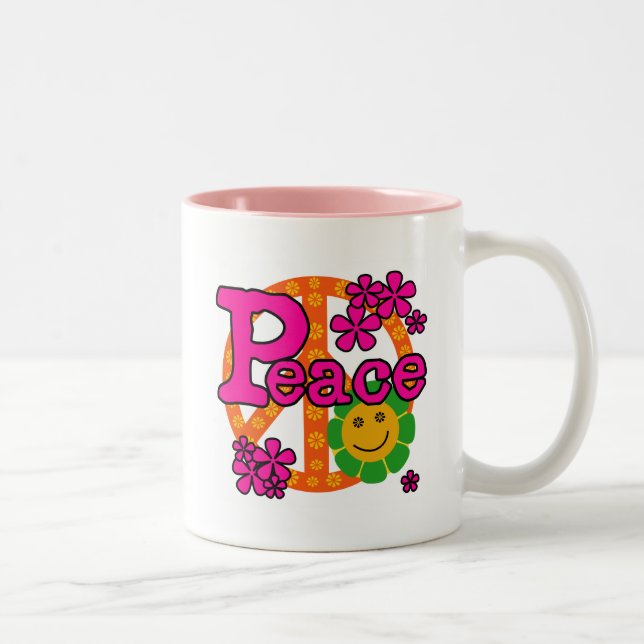 60s Style Peace T-shirts and Gifts Two-Tone Coffee Mug (Right)