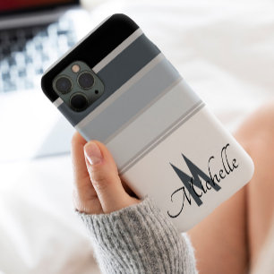 60s stylish monochromatic Stripe pattern monogram iPhone 13 Pro Max Case