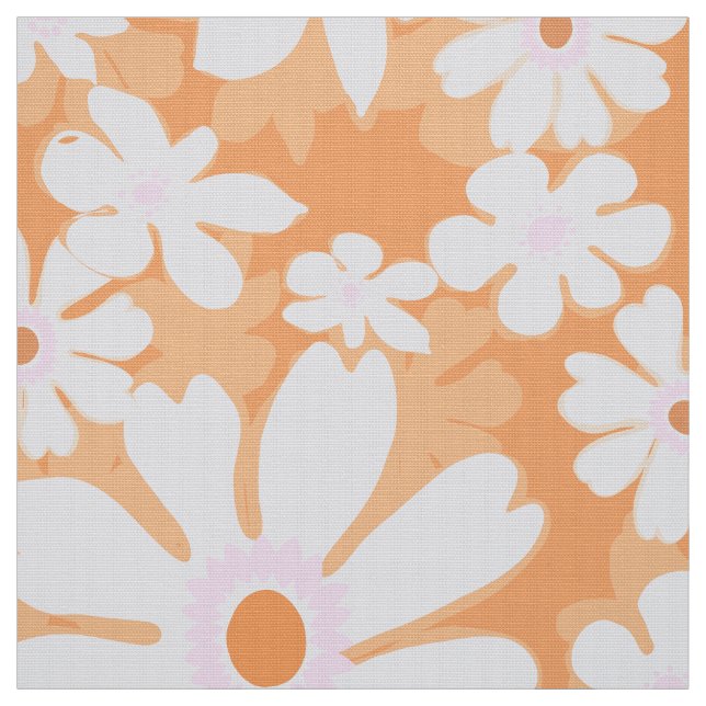 60s throwback flowers on sherbert orange fabric (Swatch)