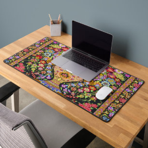 60s Vintage Persian Turkish Floral Flower Kilim Desk Mat