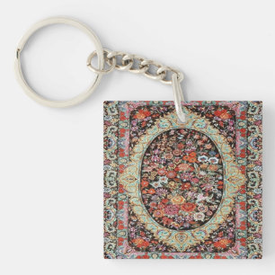 60s Vintage Persian Turkish Floral Flower Pattern  Key Ring