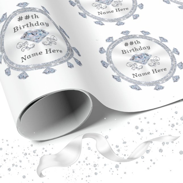 60th, 75th, 100th Diamond Wrapping Paper, Roll Paper (Creator Uploaded)
