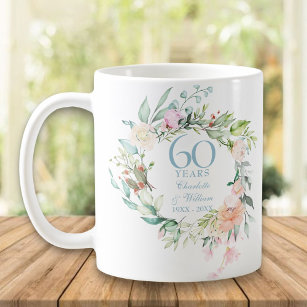 60th / 75th Anniversary Country Roses Garland Coffee Mug