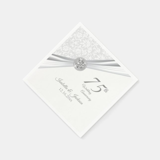 60th / 75th Diamond Wedding Anniversary Napkin (Corner)