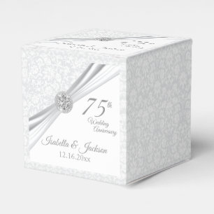 60th / 75th Diamond Wedding Anniversary on White Favour Box