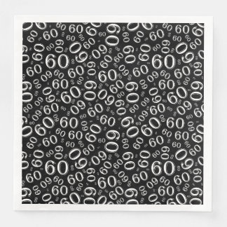 60th Age Random Number Pattern Black/White Napkin
