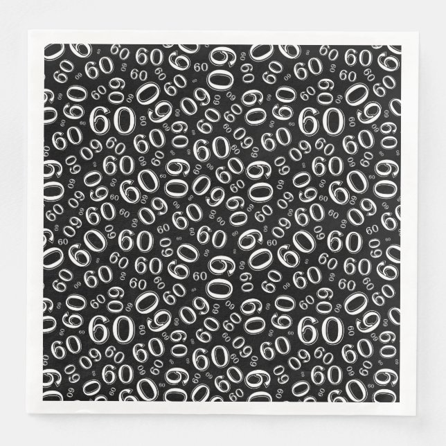 60th Age Random Number Pattern Black/White Napkin (Front)