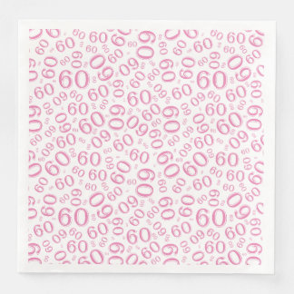 60th Age Random Number Pattern Pink/White Napkin