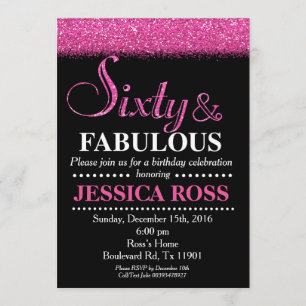 60th and Fabulous birthday invitations for female
