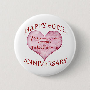 60th. Anniversary 6 Cm Round Badge