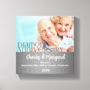 60th Anniversary 8x8 Personalised Photo Canvas Print
